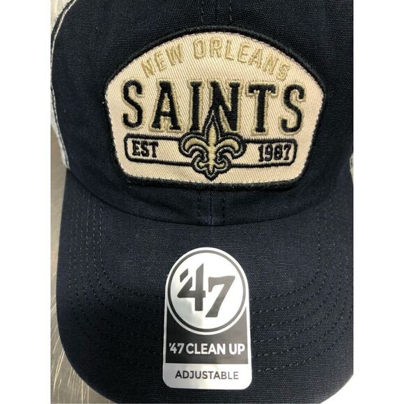 New Orleans Saints '47 Penwald Trucker Clean Up Snapback Hat - Black - Picture 3 of 6